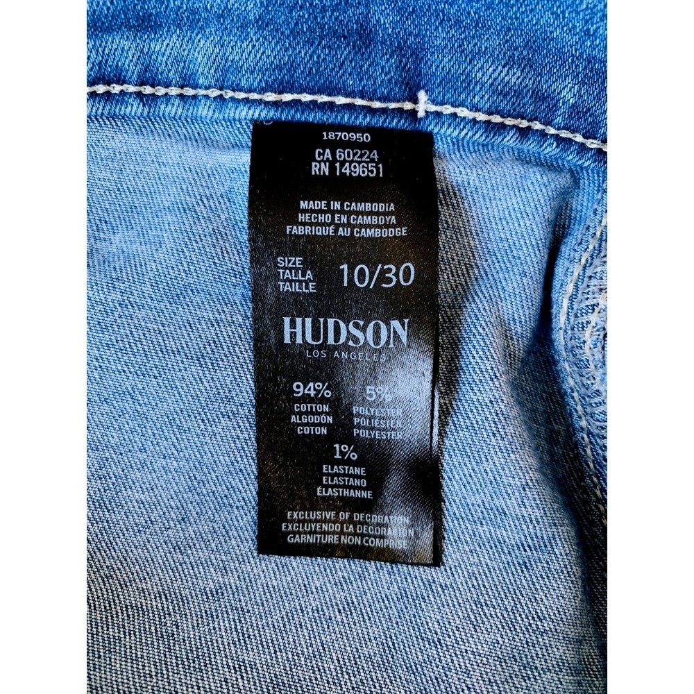 Hudson Cropped High Waist Tie Waist Wide Leg Jeans Medium Blue Size 10 30 - Picture 16 of 16